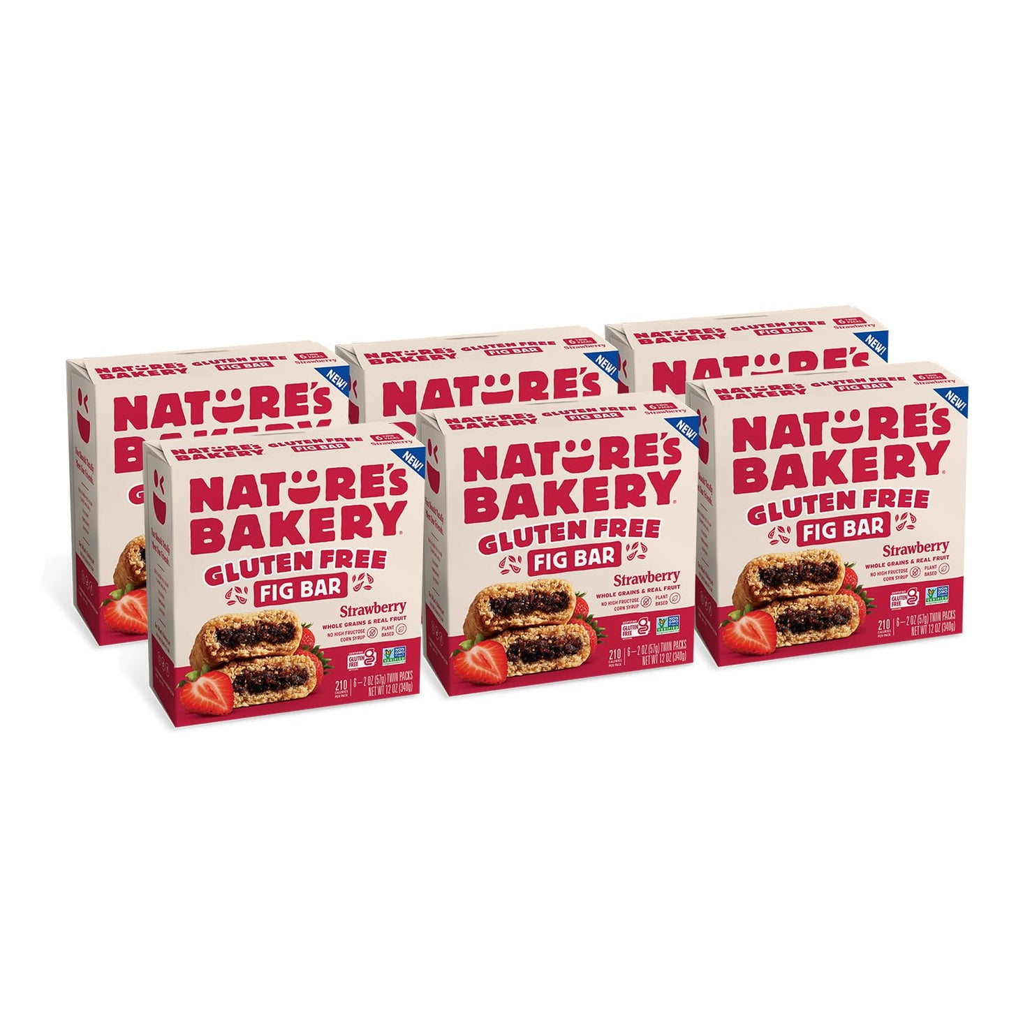 Nature’S Bakery Gluten Free Fig Bars, Raspberry, Real Fruit, Vegan, Non-Gmo, Snack Bar, 6 Boxes with 6 Twin Packs (36 Twin Packs) - Big Mart USA