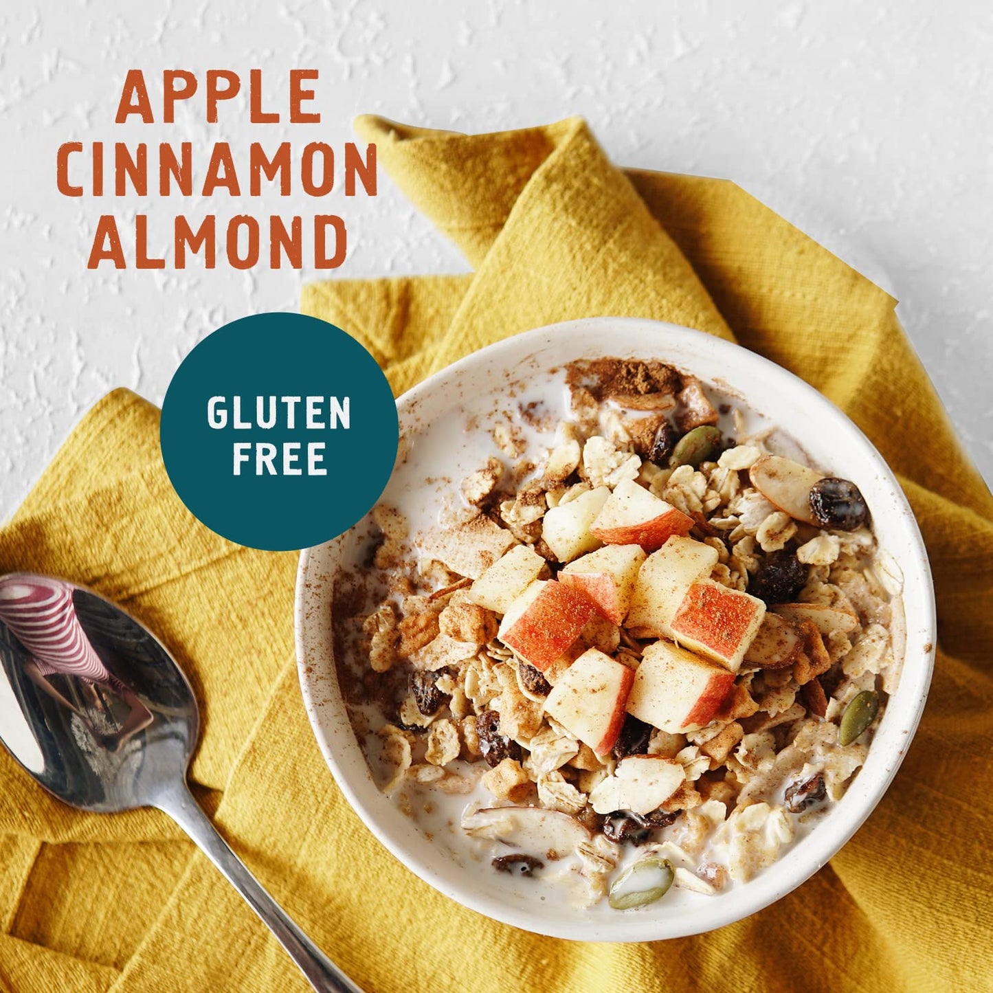 Seven Sundays Classic Bircher Apple Cinnamon Almond Muesli Cereal - 12 Oz Pouch - Certified Gluten Free Muesli - Non GMO, No Refined Sugar and Kosher