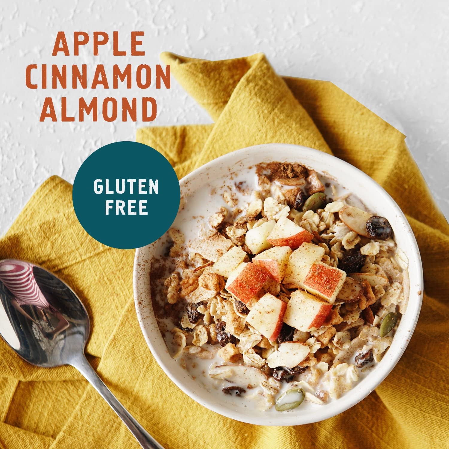 Seven Sundays Classic Bircher Apple Cinnamon Almond Muesli Cereal - 12 Oz Pouch - Certified Gluten Free Muesli - Non GMO, No Refined Sugar and Kosher
