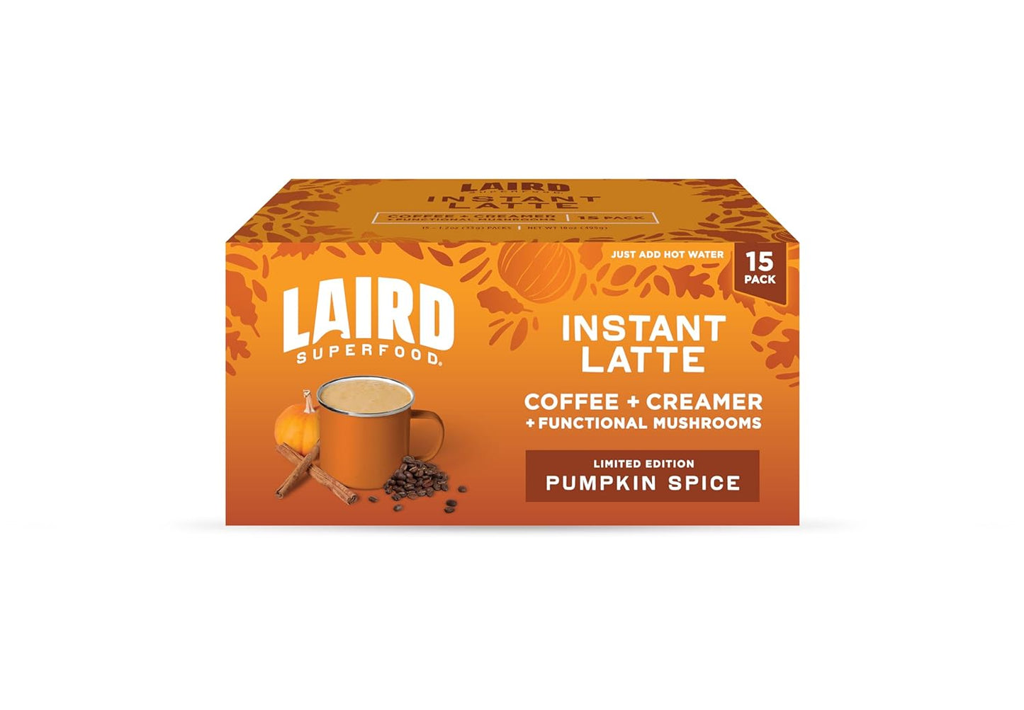 Laird Superfood Instant Latte Sweet & Creamy, Non-Dairy, Superfood Creamer, Gluten Free, Non-Gmo, Vegan, 15Pk Sachets