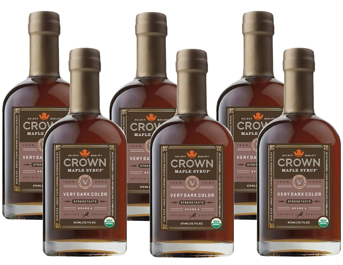 Crown Maple Dark Color Robust Taste Organic Maple Syrup, 100% Pure, Grade A, Gluten Free, No Preservatives, Non-Gmo Pancake and Breakfast Topping, 12.7 Fl Oz