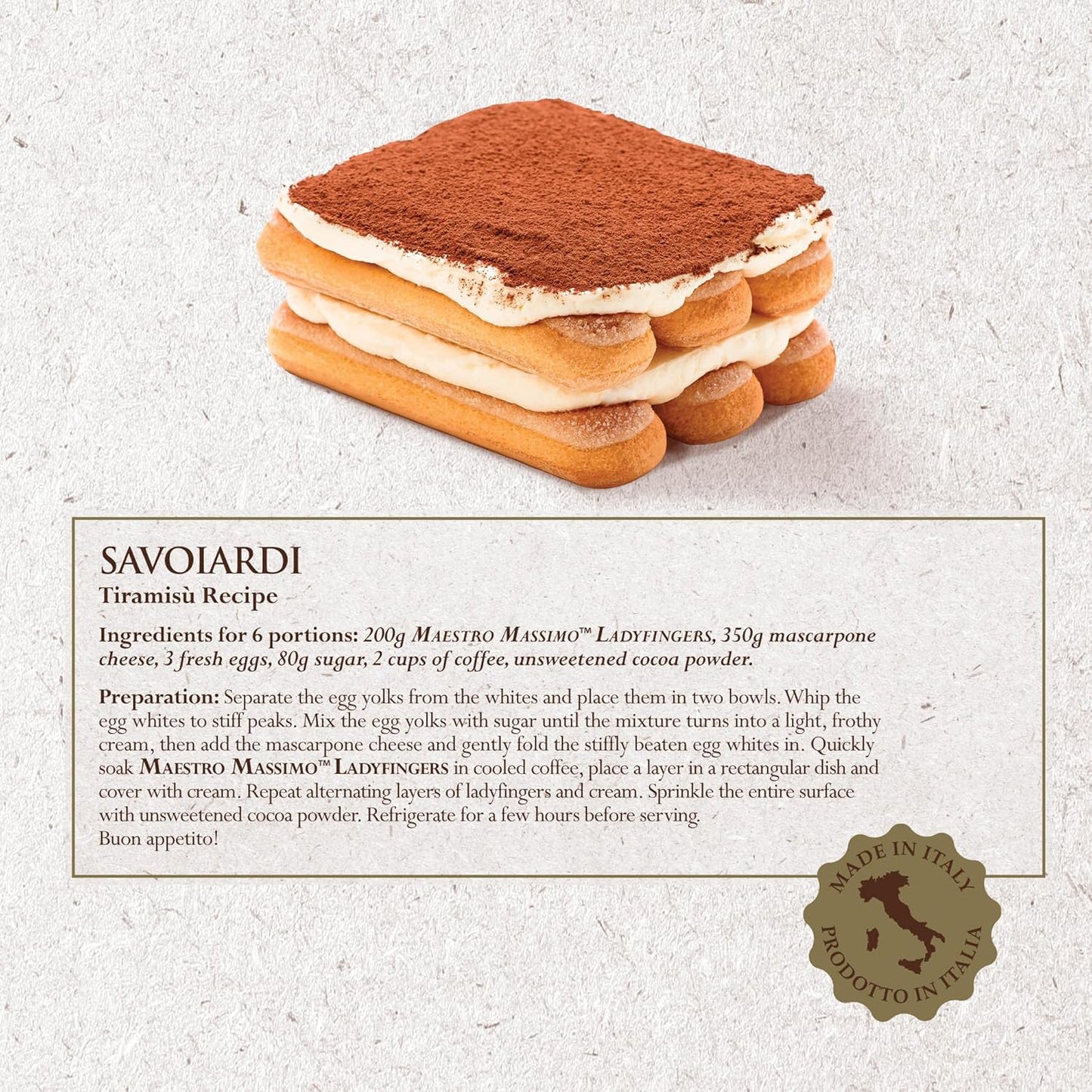 Indulge in Authentic Italian Delight with Maestro Massimo Savoiardi Ladyfingers - Perfect for Tiramisu, Cakes, and Desserts - 7.05 Oz (200 Gr) - Big Mart USA