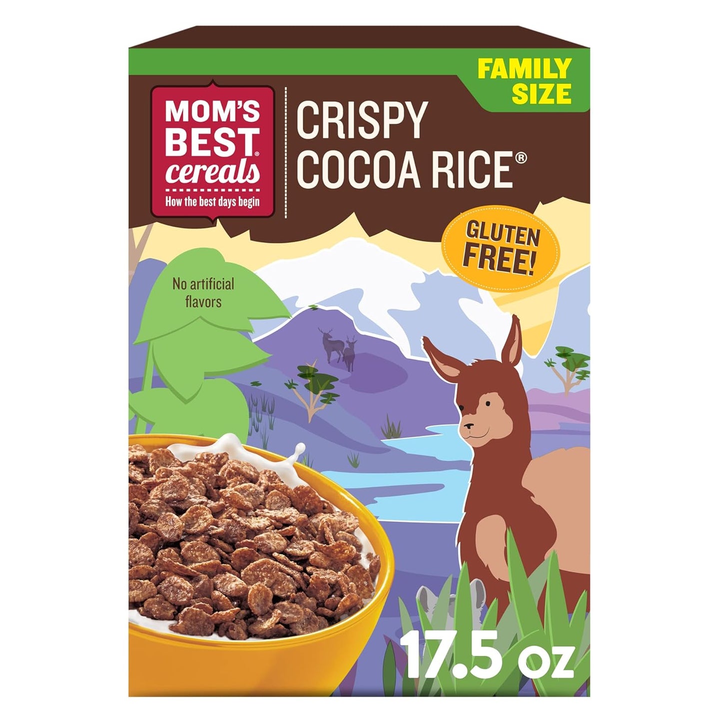 Mom'S Best Crispy Cocoa Rice Cereal, Gluten Free, Kosher, No High Fructose Corn Syrup, Made with Real Cocoa, 17.5 Oz Box (Pack of 14)