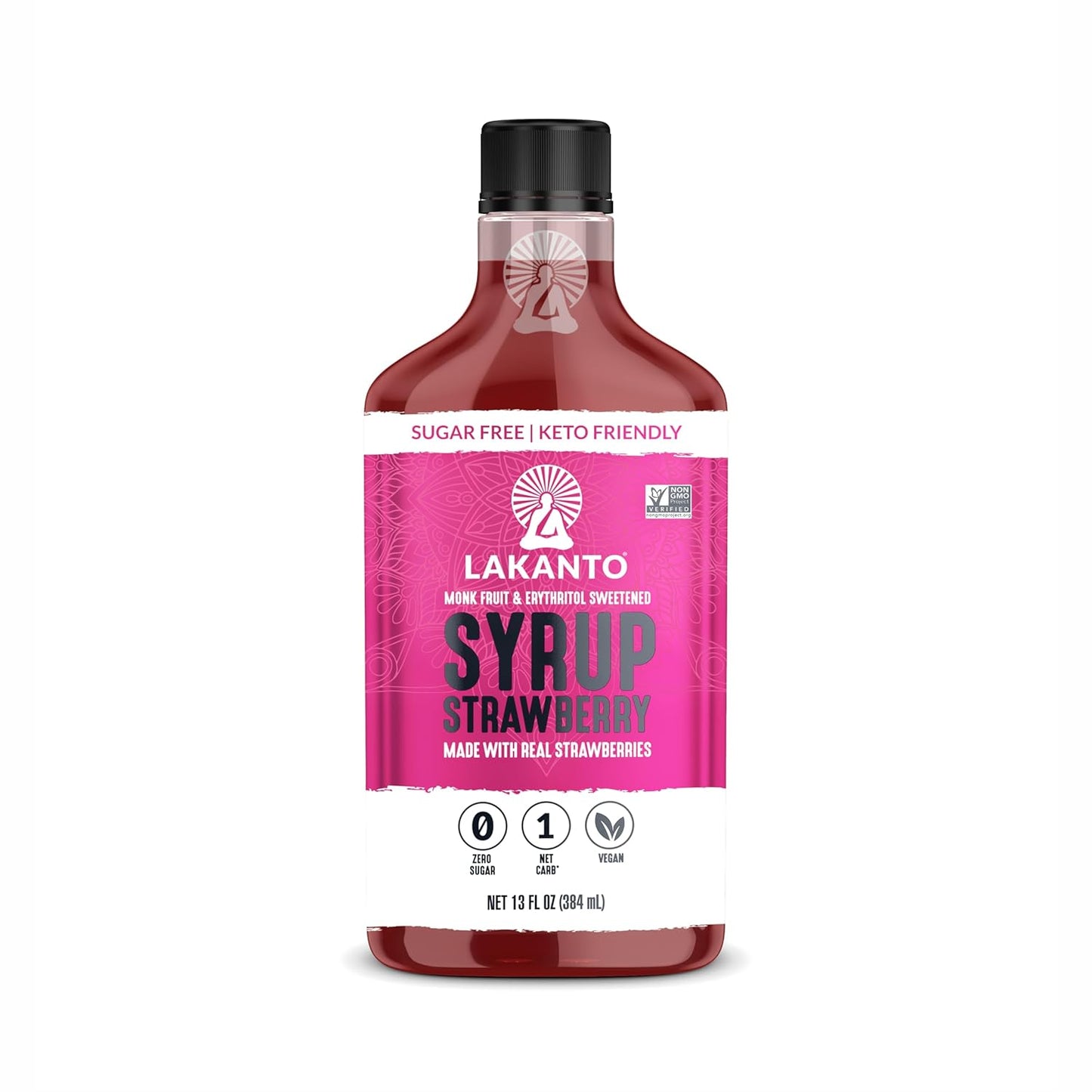 Lakanto Sugar Free Maple Syrup with Monk Fruit & Erythritol for Pancakes, Waffles, Oatmeal, Coffee, Tea, Granola, Frosting & Dressing, Zero Sugar, Keto, Vegan, Gluten Free, 1 G Net Carbs, 13 Fl Oz