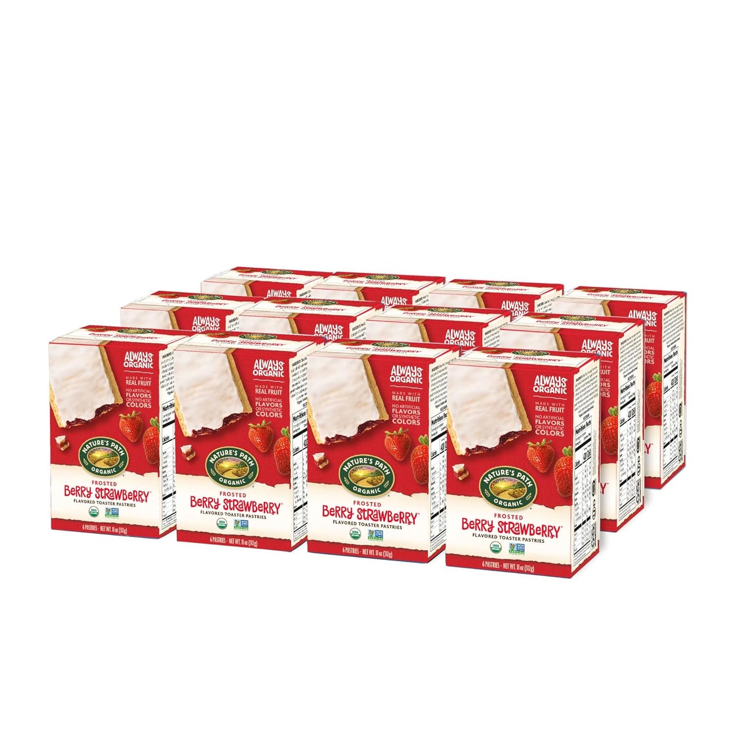 Nature’S Path Organic Frosted Berry Strawberry Toaster Pastries, 11 Ounce (Pack of 12), Non-Gmo, Made with Real Strawberries