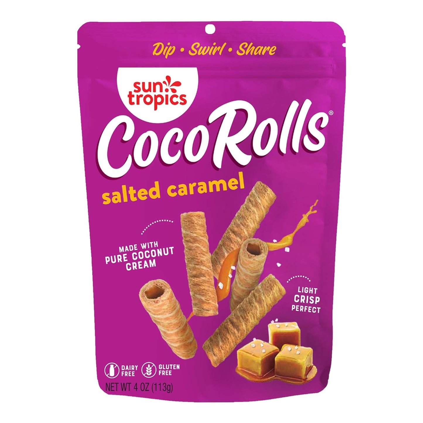 Sun Tropics Cocorolls Variety Pack- 6 Count (4 Oz Each) | Crisp Rolled Wafer Cookies, Coconut Rolls Made with Pure Coconut Cream | Gluten Free & Dairy Free Coconut Wafer Snack - Big Mart USA