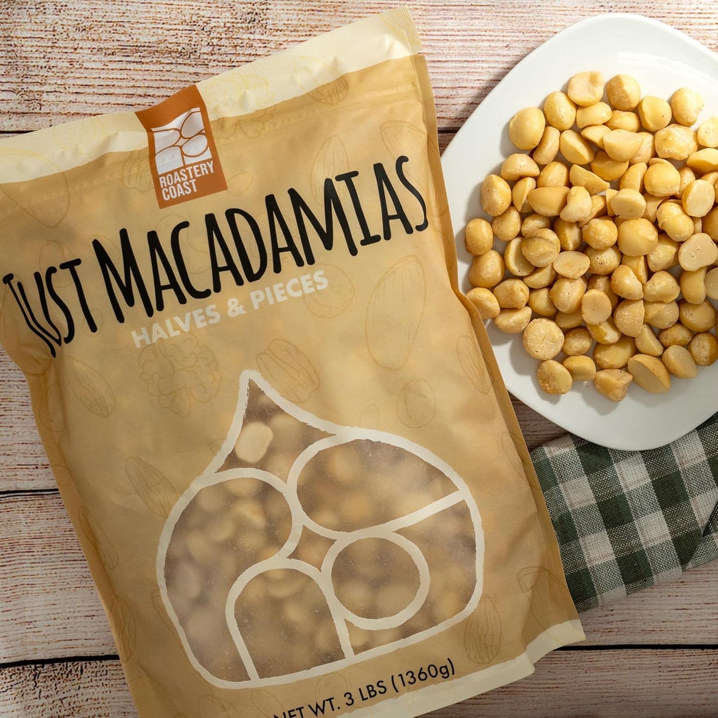 Roastery Coast - Daily Nuts | Just Raw Macadamia Nuts Unsalted | Bulk Nuts |Snack Nuts | Healthy Nuts | Gluten Free | Macadamia Nut Butter | Non GMO | Nut Snacks | Unsalted Nuts | Keto Snack Mix