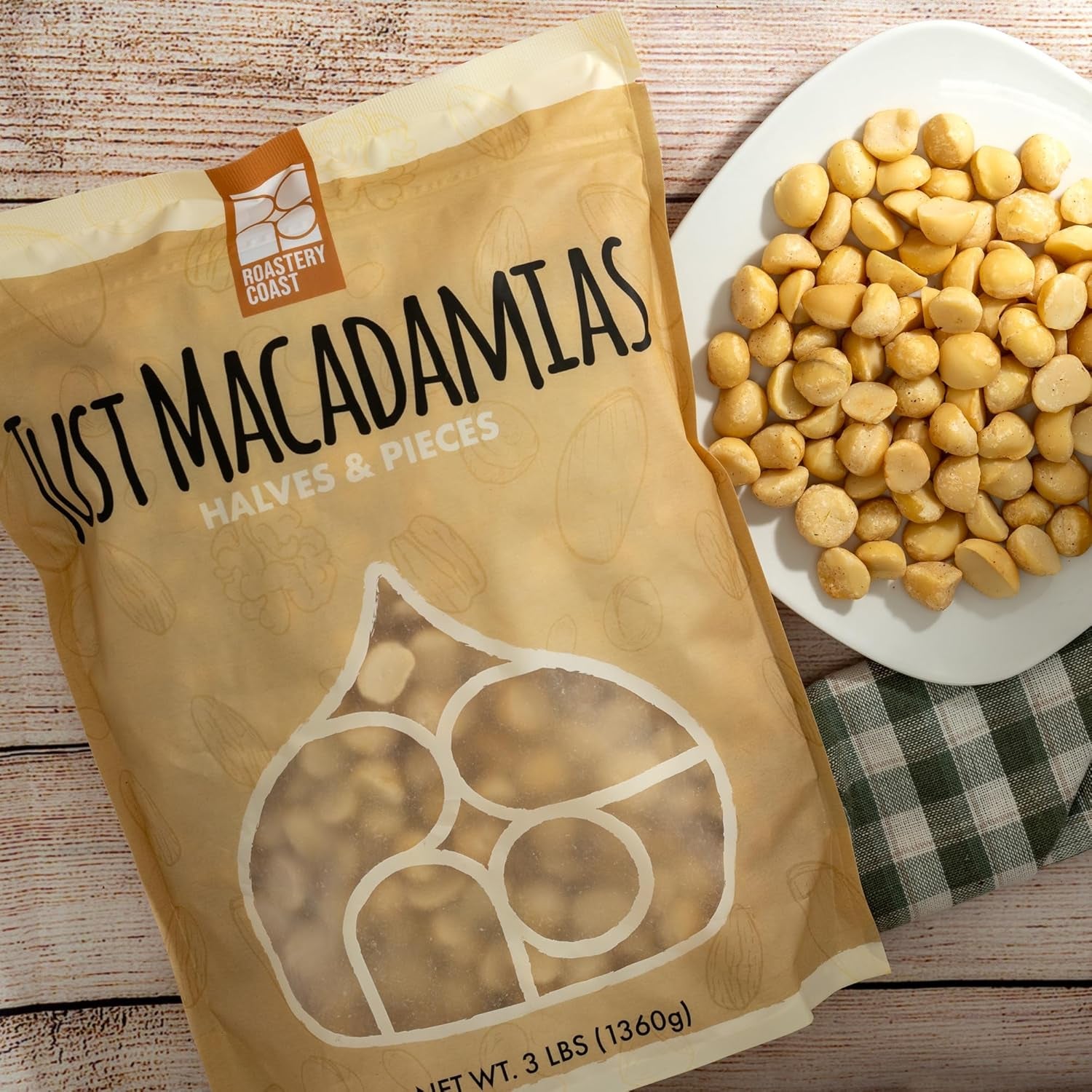Roastery Coast - Daily Nuts | Just Raw Macadamia Nuts Unsalted | Bulk Nuts |Snack Nuts | Healthy Nuts | Gluten Free | Macadamia Nut Butter | Non GMO | Nut Snacks | Unsalted Nuts | Keto Snack Mix
