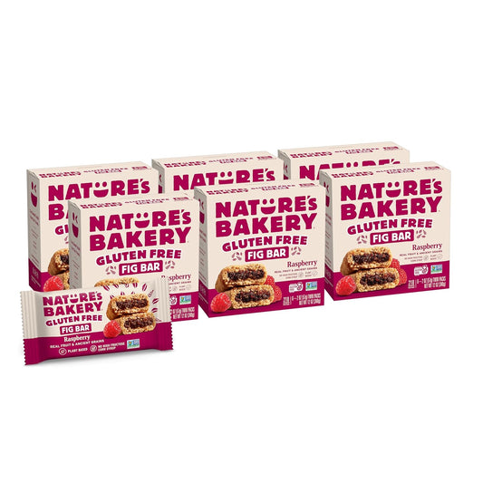 Nature’S Bakery Gluten Free Fig Bars, Raspberry, Real Fruit, Vegan, Non-Gmo, Snack Bar, 6 Boxes with 6 Twin Packs (36 Twin Packs) - Big Mart USA