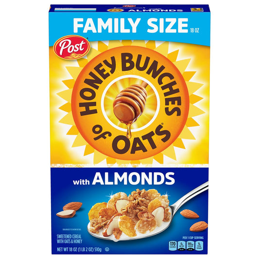 Honey Bunches of Oats with Almonds Breakfast Cereal, Family Size, 18 oz Box - Big Mart USA