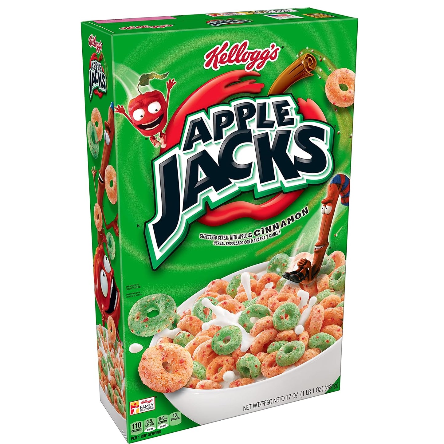 Kellogg’S Apple Jacks Cold Breakfast Cereal Cups, 8 Vitamins and Minerals, Kids Snacks, Original (12 Cups)