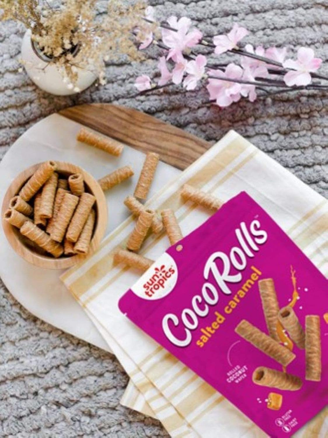 Sun Tropics Cocorolls Variety Pack- 6 Count (4 Oz Each) | Crisp Rolled Wafer Cookies, Coconut Rolls Made with Pure Coconut Cream | Gluten Free & Dairy Free Coconut Wafer Snack - Big Mart USA