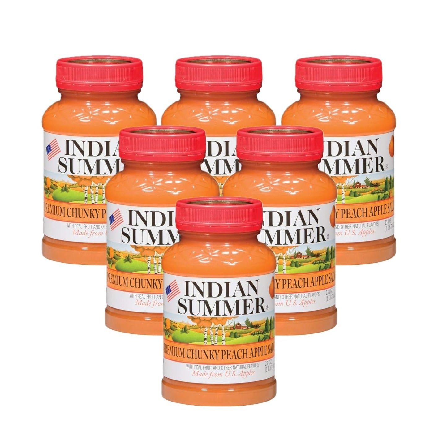 Indian Summer Chunky Peach Applesauce, 23 Ounce (Pack of 6)