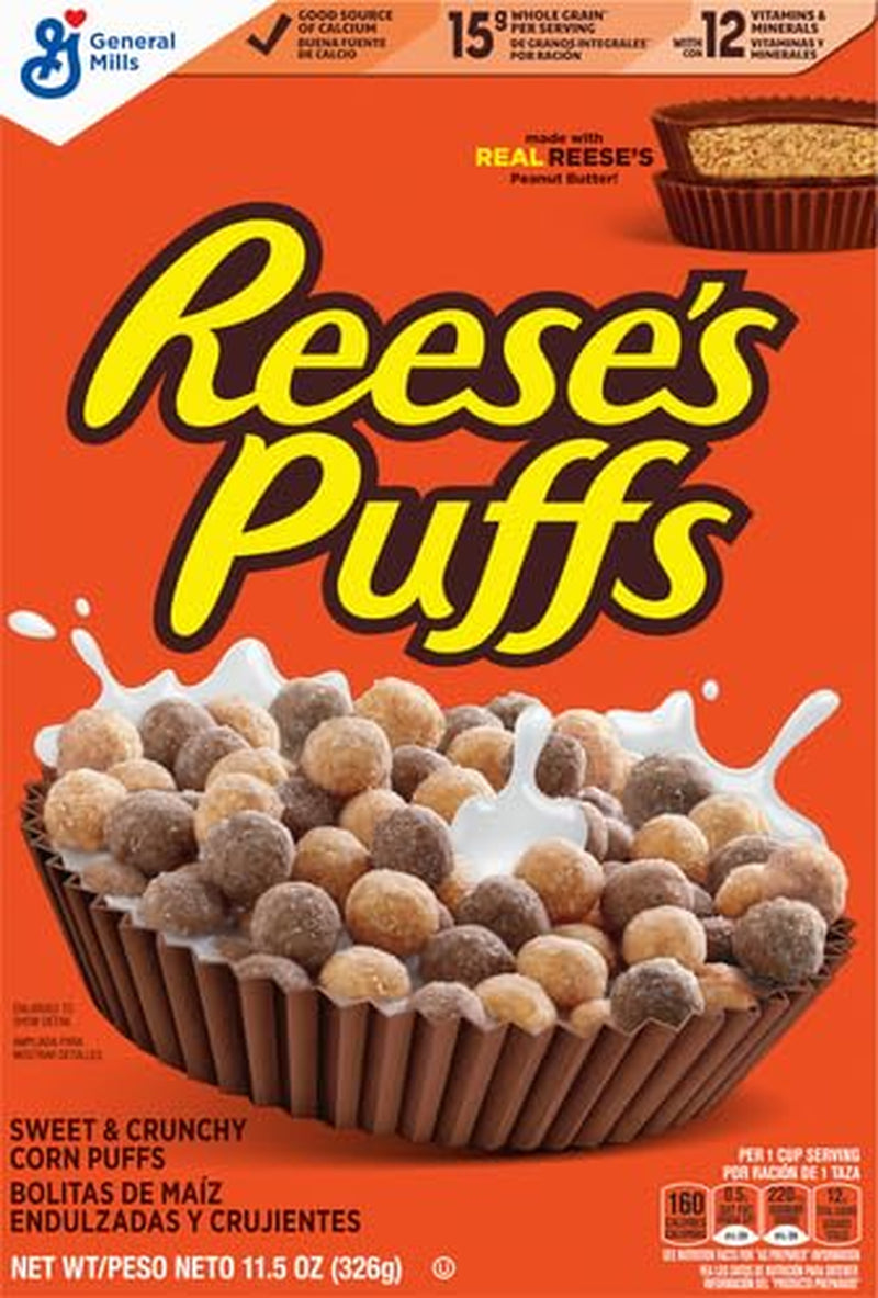 REESE'S PUFFS Breakfast Cereal, Chocolatey Peanut Butter Cereal, 11.5 Oz