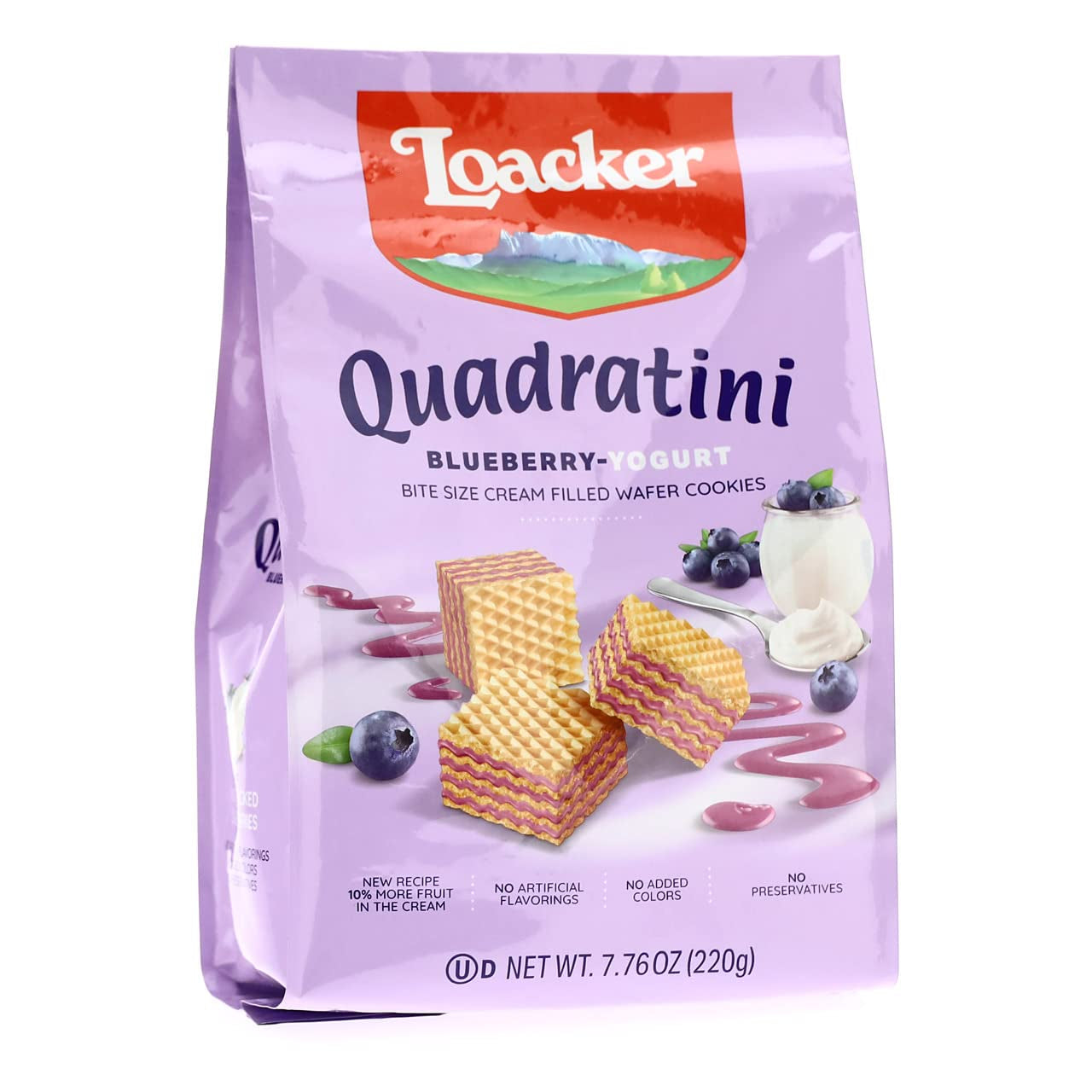 Loacker Quadratini Dark Chocolate Wafer Cookies LARGE - 30% Less Sugar - Premium Crispy Bite Size Wafers - NON-GMO - LARGE Pack of 6