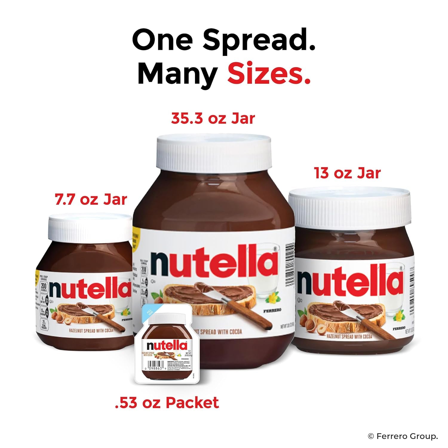 Nutella Hazelnut Spread with Cocoa for Breakfast, 13 Oz Jar
