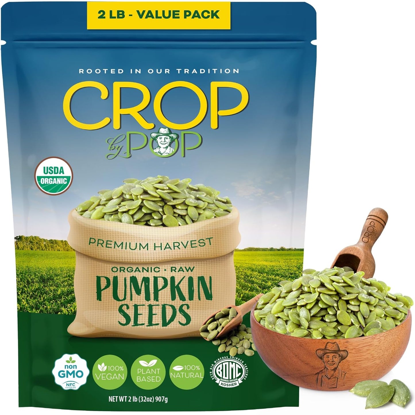 NUT CRAVINGS - Roasted & Unsalted Pumpkin Seeds, Pepitas, No Shell (16Oz - 1 LB) Packed Fresh in Resealable Bag - Nut Snack - Healthy Protein Food, All Natural, Keto Friendly, Vegan, Kosher - Big Mart USA