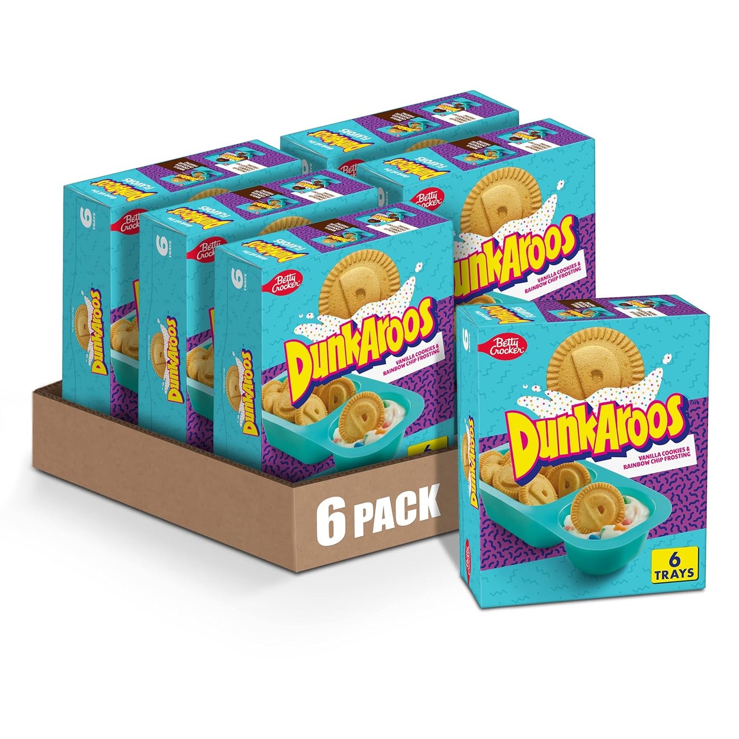 Dunkaroos Vanilla Cookies and Vanilla Frosting with Rainbow Sprinkles, 6 Ct