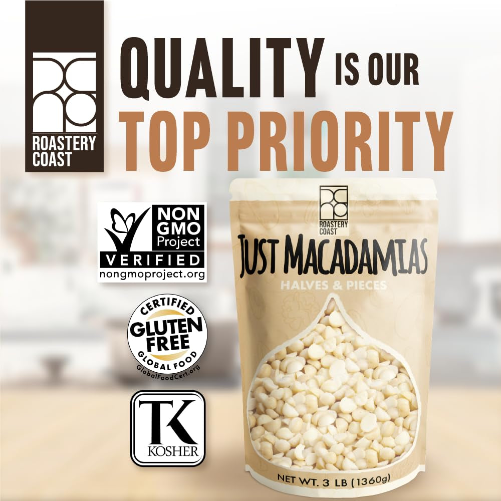 Roastery Coast - Daily Nuts | Just Raw Macadamia Nuts Unsalted | Bulk Nuts |Snack Nuts | Healthy Nuts | Gluten Free | Macadamia Nut Butter | Non GMO | Nut Snacks | Unsalted Nuts | Keto Snack Mix
