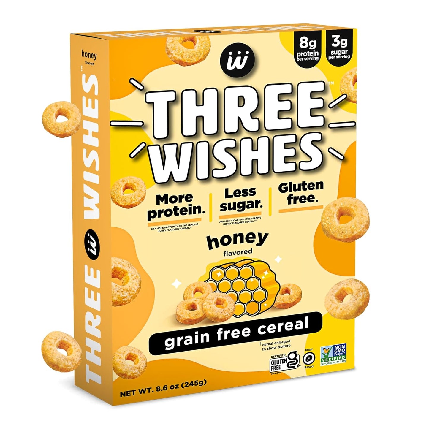 Protein and Gluten Free Breakfast Cereal by Three Wishes (6-Pack) - Marshmallow – 8G of Protein and 3G of Sugar Snack - Kosher, Grain-Free, Dairy-Free, Vegan and Peanut-Free - Non-Gmo