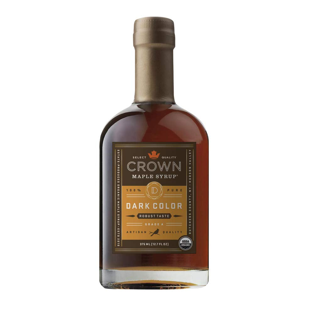 Crown Maple Dark Color Robust Taste Organic Maple Syrup, 100% Pure, Grade A, Gluten Free, No Preservatives, Non-Gmo Pancake and Breakfast Topping, 12.7 Fl Oz
