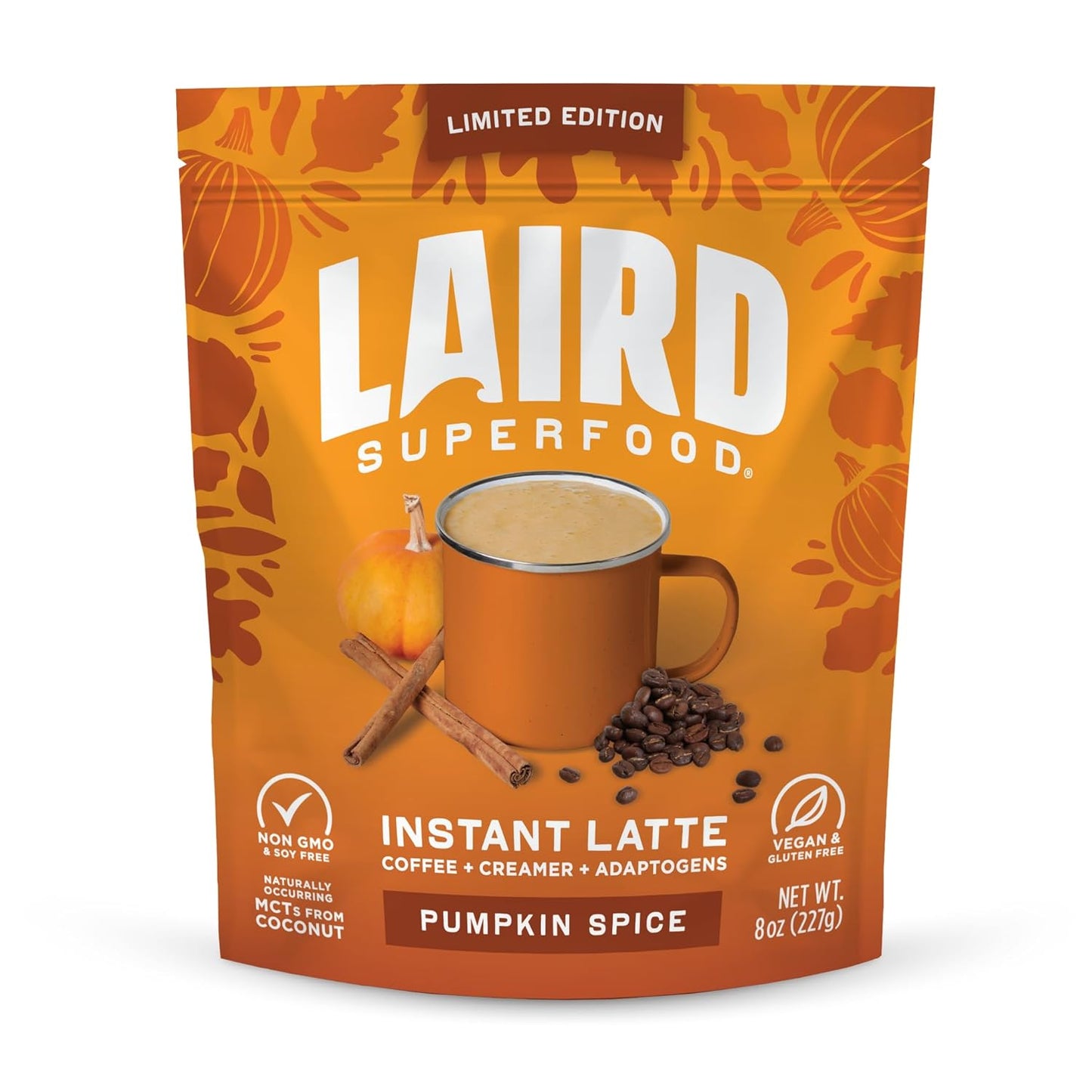 Laird Superfood Instant Latte Sweet & Creamy, Non-Dairy, Superfood Creamer, Gluten Free, Non-Gmo, Vegan, 15Pk Sachets