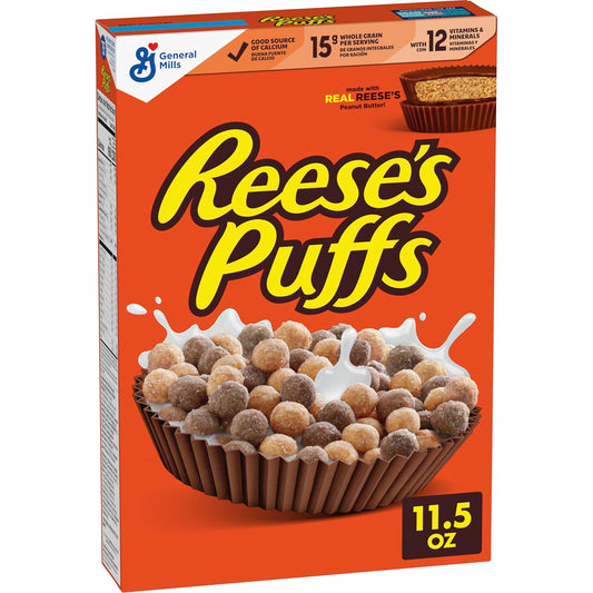 REESE'S PUFFS Breakfast Cereal, Chocolatey Peanut Butter Cereal, 11.5 Oz