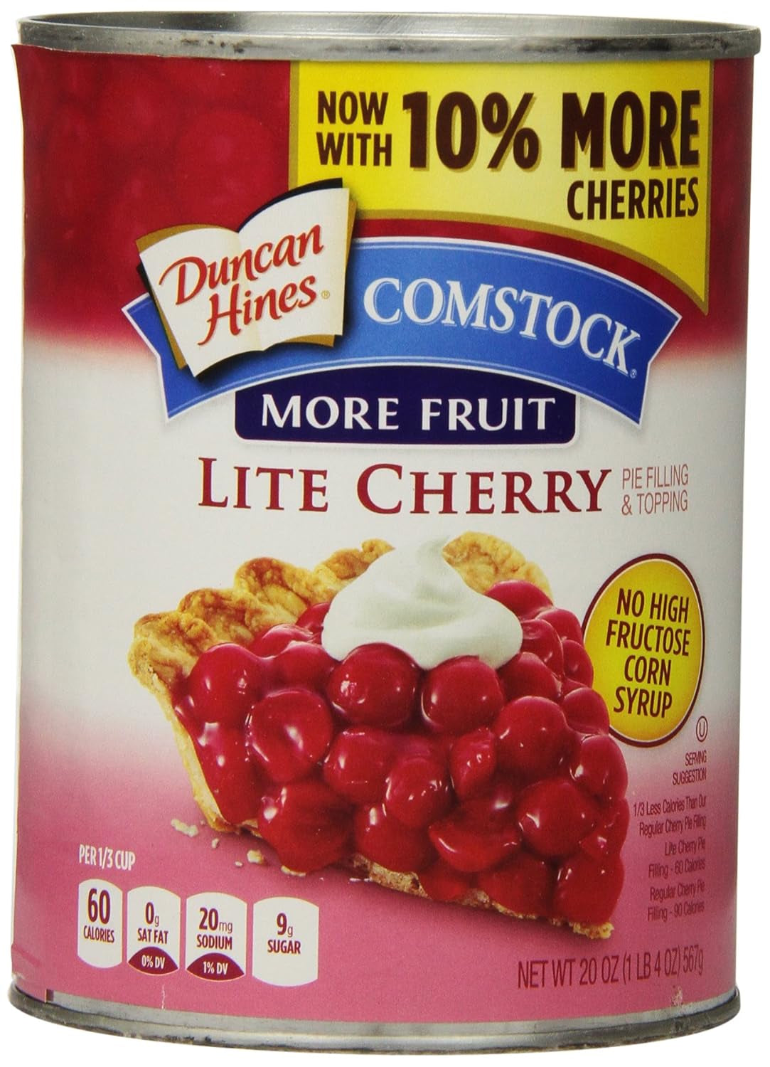 Duncan Hines Comstock More Fruit Pie Filling & Topping, Cherry, 21 Ounce (Pack of 8)