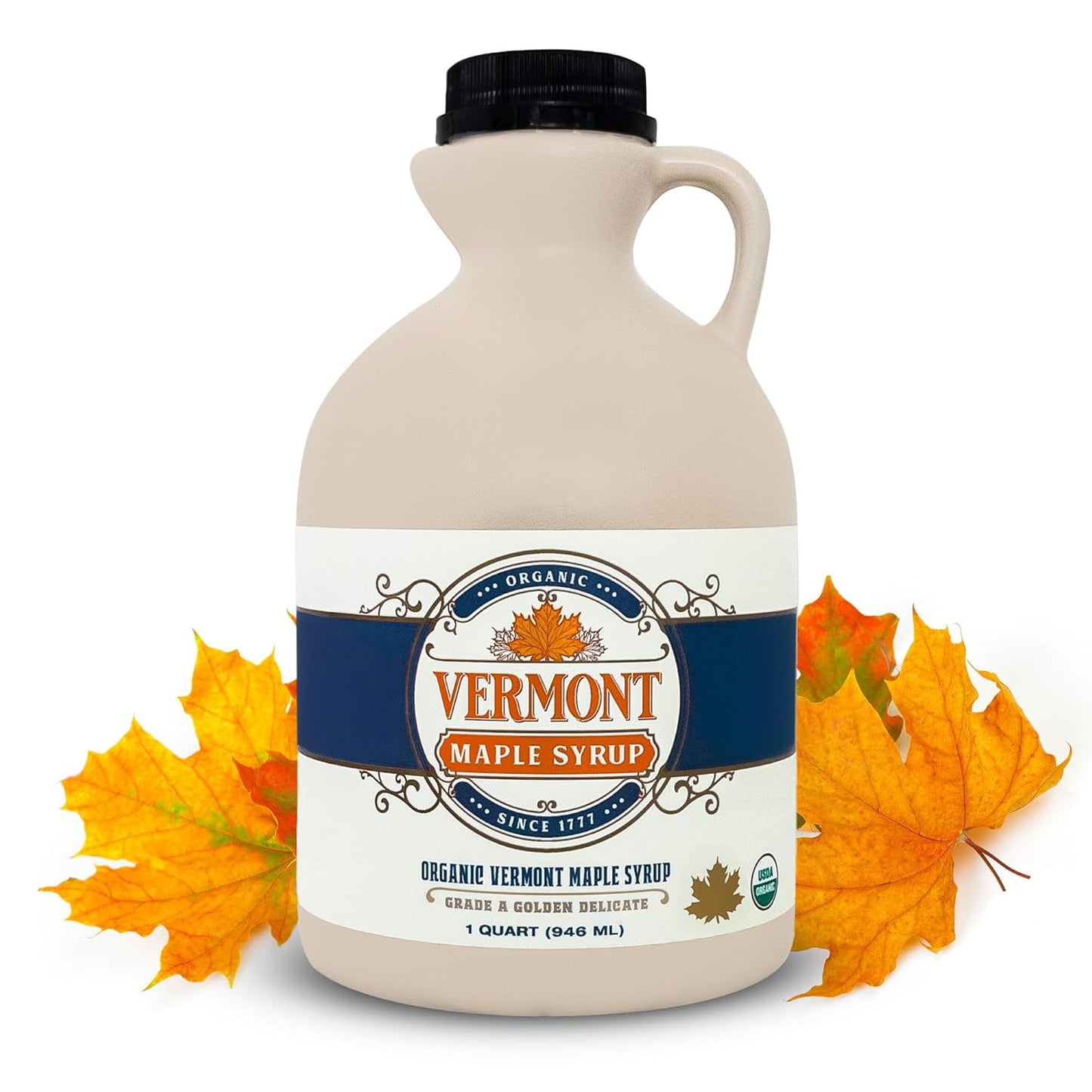 Vermont Maple Syrup - 32 Oz Grade A, Amber Rich Organic Maple Syrup - 100% Pure and Authentic Maple Syrup for Pancakes, Waffles and More - Nut Free, Gluten Free, Vegan, Paleo