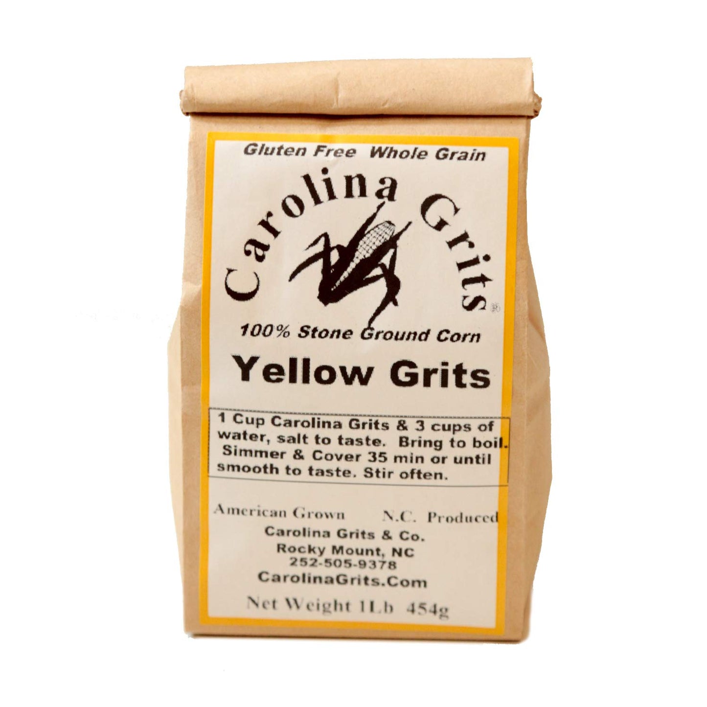 Carolina Grits Company Traditionally Stone Ground Carolina White Grits, Whole Grain, Gluten Free and Non-Gmo (White, 1 Pack (16 Ounces))