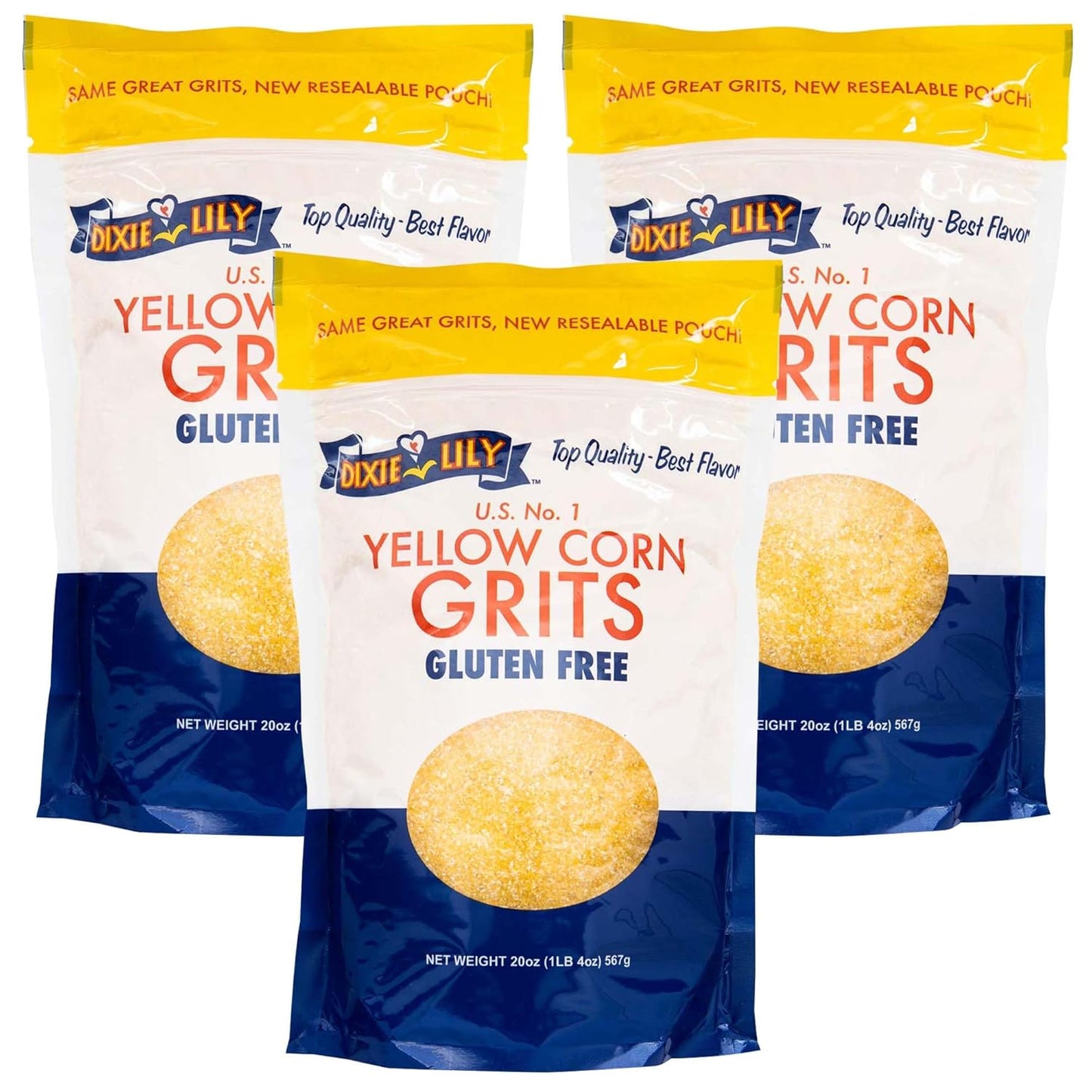 Dixie Lily Yellow Corn Grits - Quick-Cooking, Gluten-Free, Non-Gmo, Low Fat & Sodium, Essential Vitamins & Minerals, Classic Southern Flavor - 2 Pack
