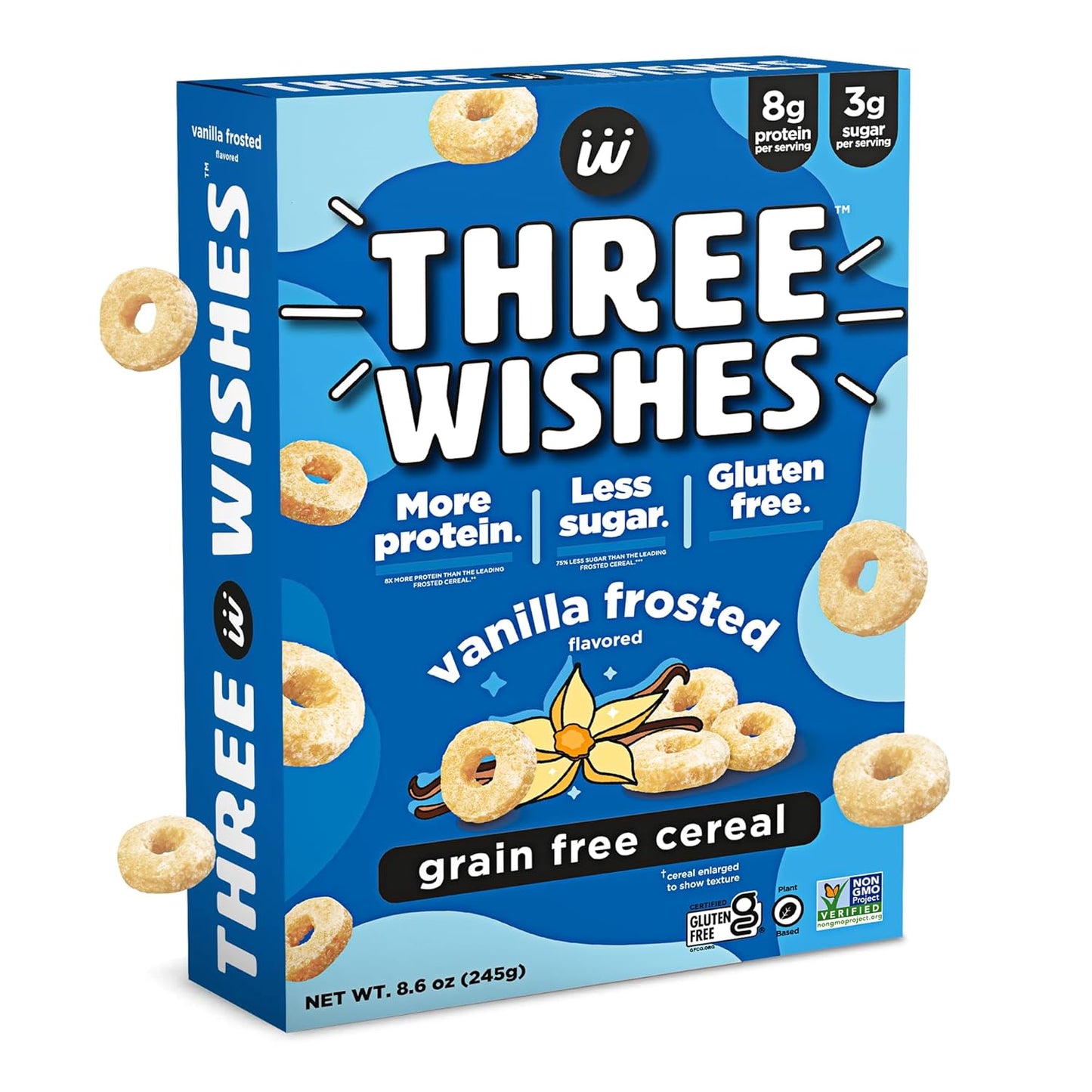Protein and Gluten Free Breakfast Cereal by Three Wishes (6-Pack) - Marshmallow – 8G of Protein and 3G of Sugar Snack - Kosher, Grain-Free, Dairy-Free, Vegan and Peanut-Free - Non-Gmo