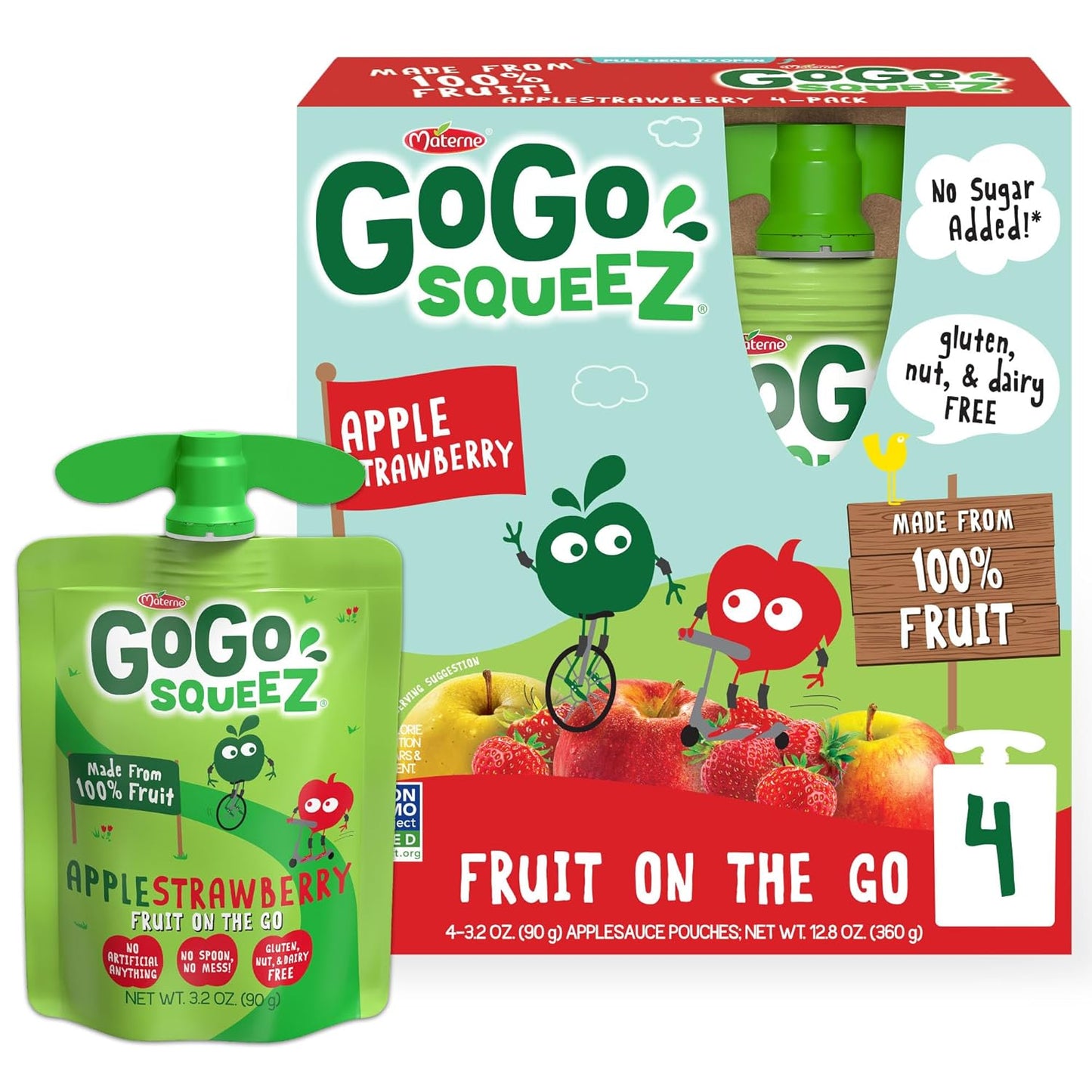Gogo Squeez Applesauce, Apple Cinnamon, 3.2 Oz, 4 Ct