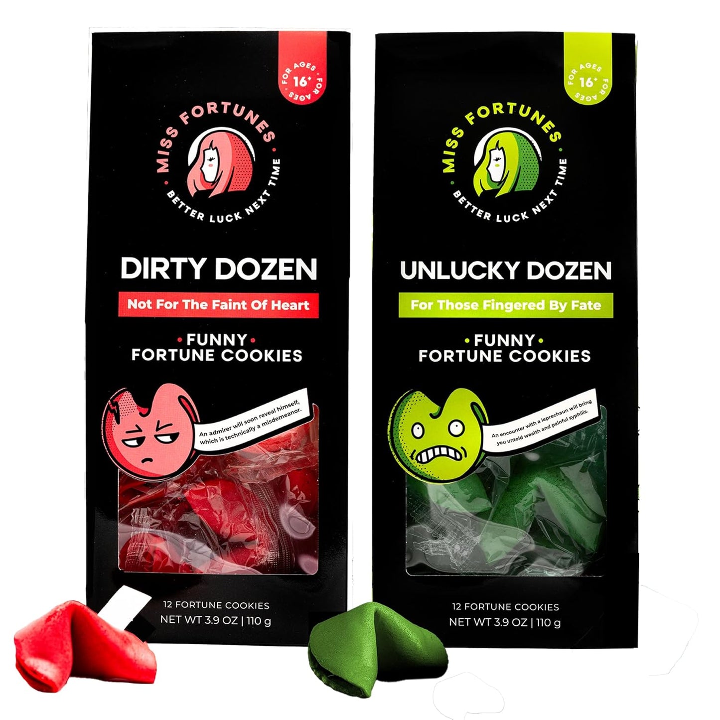 Miss Fortunes, Funny Fortune Cookies, the Two-Pack Shakur (Multi-Pack of 2 Dozen Cookies) (Dirty Dozen + Boozy Dozen), 24.0 Count - Big Mart USA