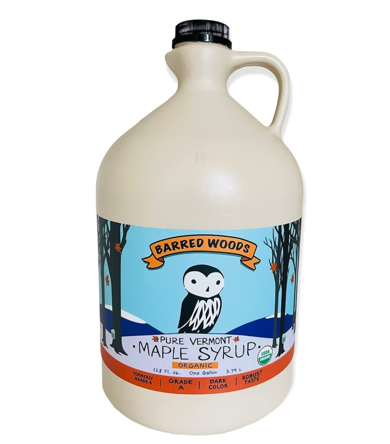 Organic Vermont Maple Syrup - Pure and All Natural - One Pint Jug (16 Oz) - Grade a Amber Rich - from Barred Woods Maple