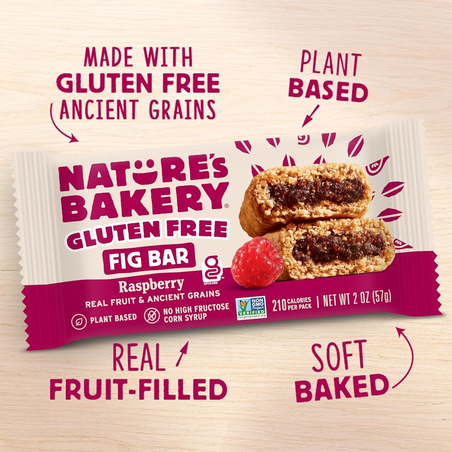 Nature’S Bakery Gluten Free Fig Bars, Raspberry, Real Fruit, Vegan, Non-Gmo, Snack Bar, 6 Boxes with 6 Twin Packs (36 Twin Packs) - Big Mart USA