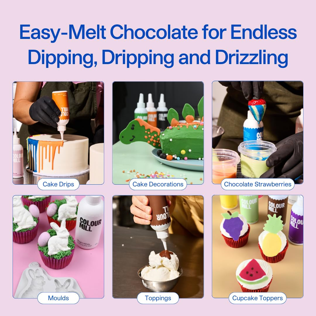 Colour Mill Chocolate Drip Easy-Melt Drizzle for Desserts, 125 Grams Red