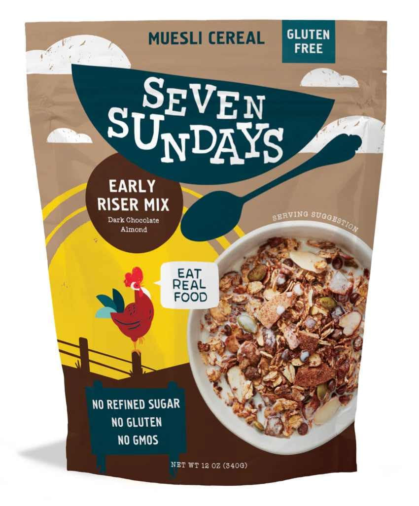Seven Sundays Classic Bircher Apple Cinnamon Almond Muesli Cereal - 12 Oz Pouch - Certified Gluten Free Muesli - Non GMO, No Refined Sugar and Kosher
