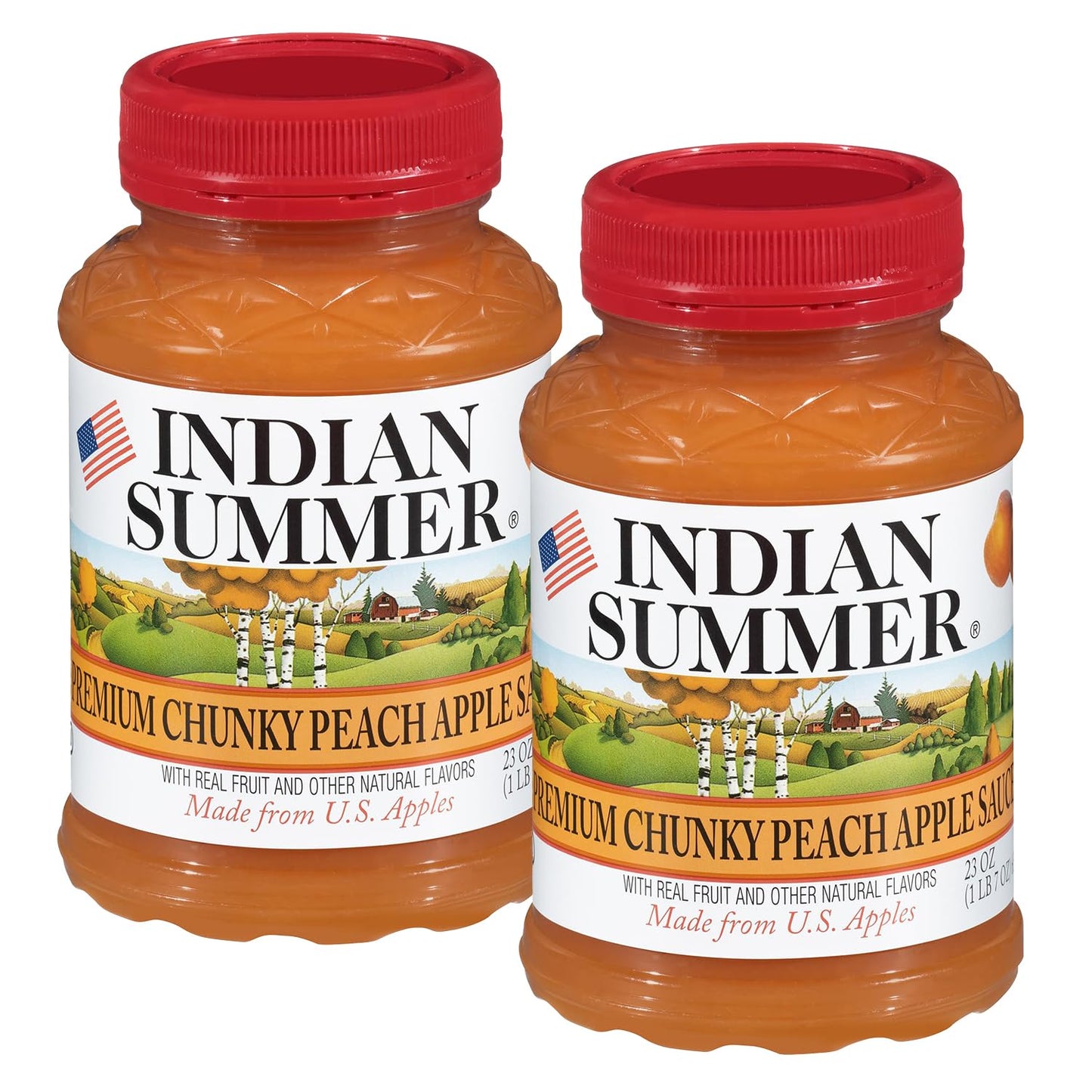 Indian Summer Chunky Peach Applesauce, 23 Ounce (Pack of 6)