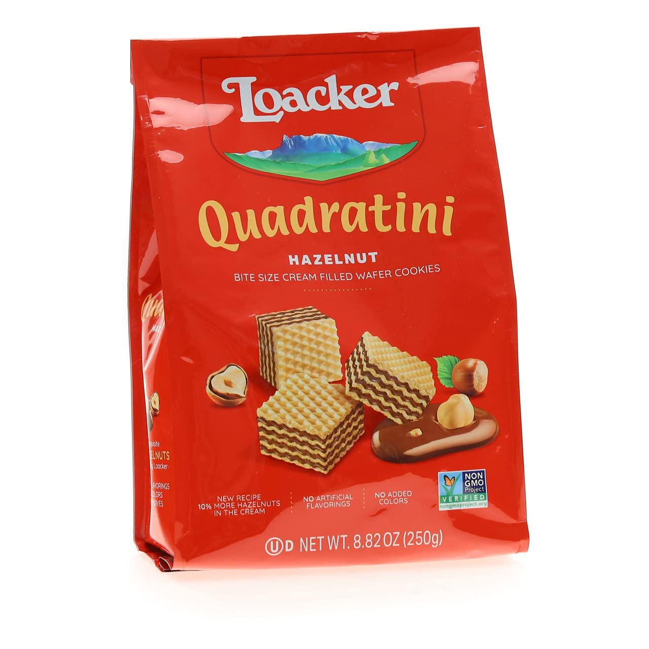 Loacker Quadratini Dark Chocolate Wafer Cookies LARGE - 30% Less Sugar - Premium Crispy Bite Size Wafers - NON-GMO - LARGE Pack of 6