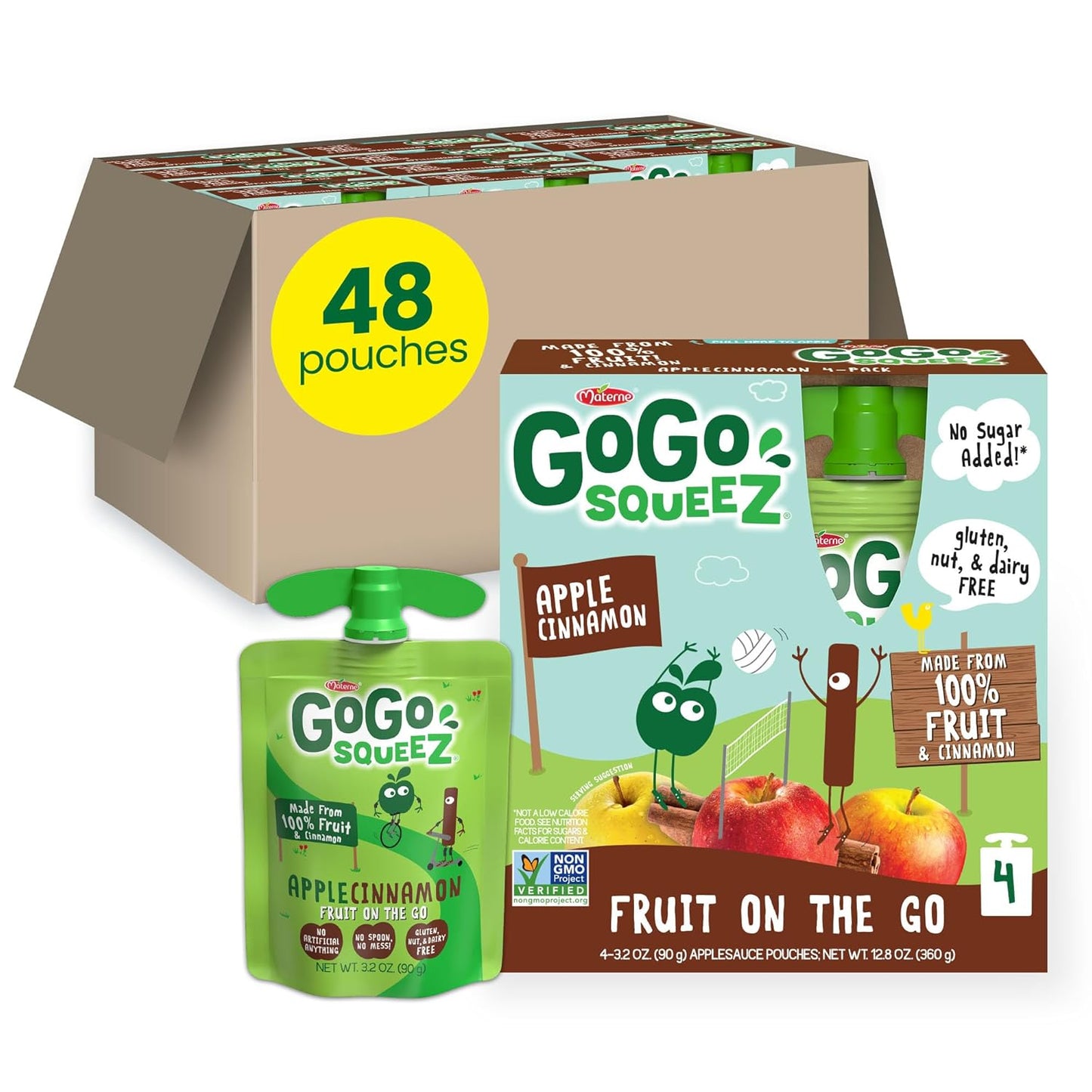 Gogo Squeez Applesauce and Fruit Puree, Apple Apple, 3.2 Oz (Pack of 48), Unsweetened Fruit Snacks for Kids, Gluten Free, Nut Free and Dairy Free, Recloseable Cap, BPA Free Pouches - Big Mart USA