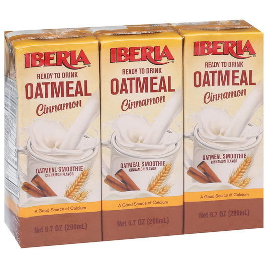 Iberia Oatmeal Drink, Ready-To-Drink, Shelf Stable, Good Source of Calcium, Cinammon Oatmeal Smoothie 6.8 Fl Oz Single Serve Pack (Pack of 3)
