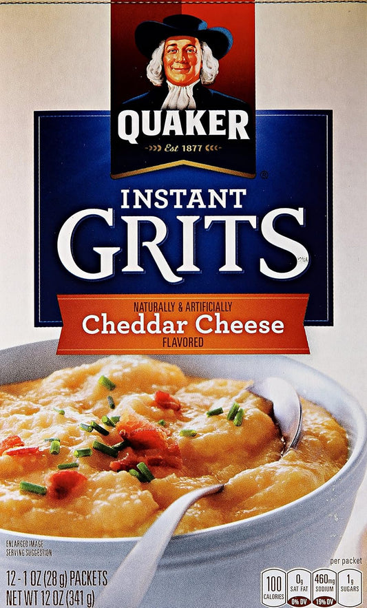 Quaker Instant Grits with Cheddar Cheese, 12 Count - Big Mart USA