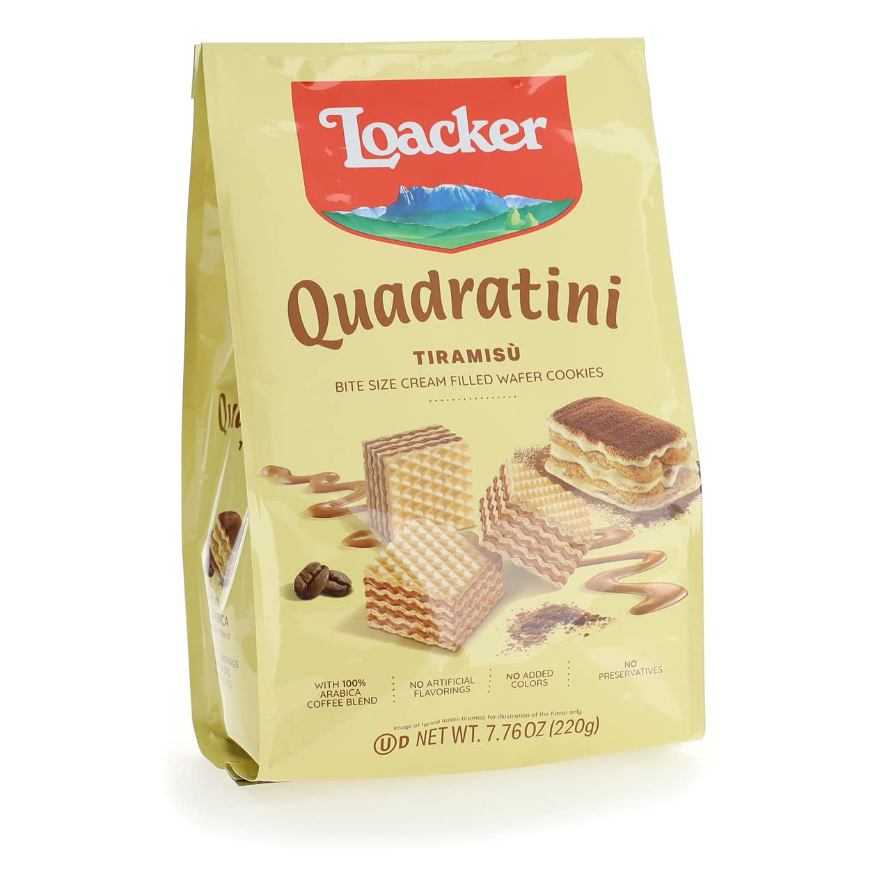 Loacker Quadratini Dark Chocolate Wafer Cookies LARGE - 30% Less Sugar - Premium Crispy Bite Size Wafers - NON-GMO - LARGE Pack of 6