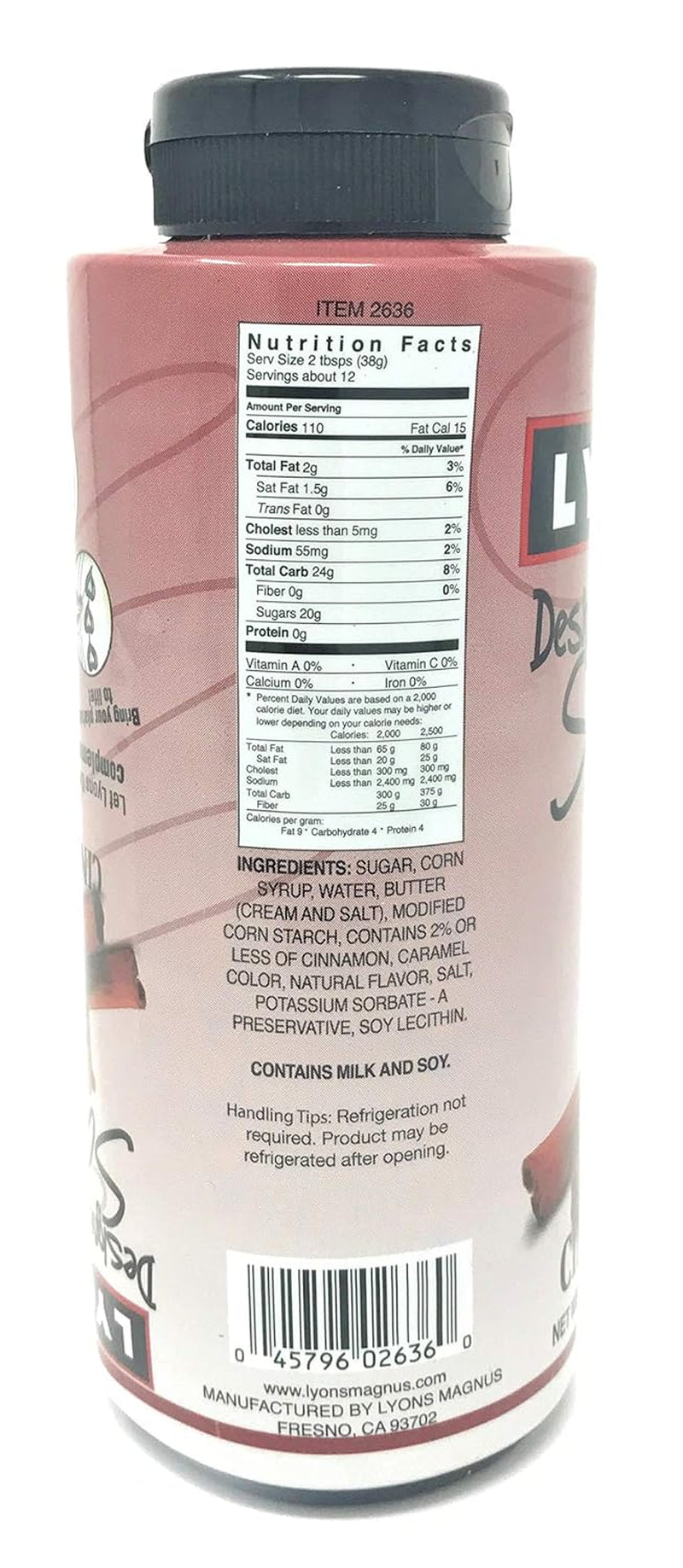 Lyons Cinnamon Designer Dessert Sauce Squeeze Bottle, 16 Ounces