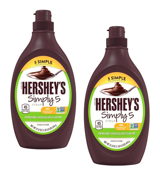 Hershey Simply 5 Chocolate Syrup - Pack of 2 - Only 5 Ingredients - Genuine Chocolate Flavor - No High Fructose Corn Syrup - Stock up Today