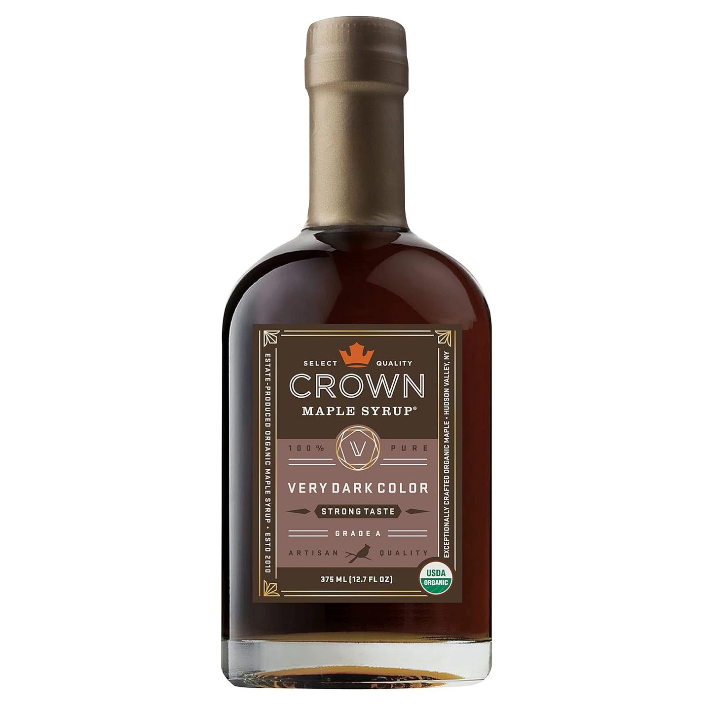 Crown Maple Dark Color Robust Taste Organic Maple Syrup, 100% Pure, Grade A, Gluten Free, No Preservatives, Non-Gmo Pancake and Breakfast Topping, 12.7 Fl Oz