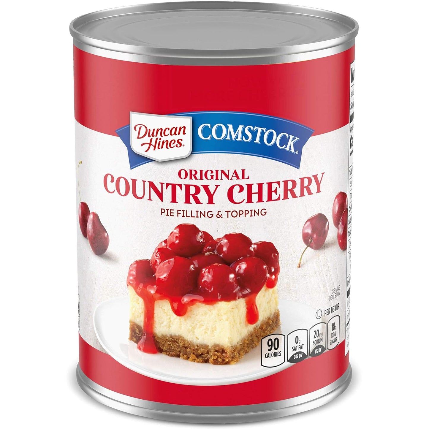 Duncan Hines Comstock More Fruit Pie Filling & Topping, Cherry, 21 Ounce (Pack of 8)