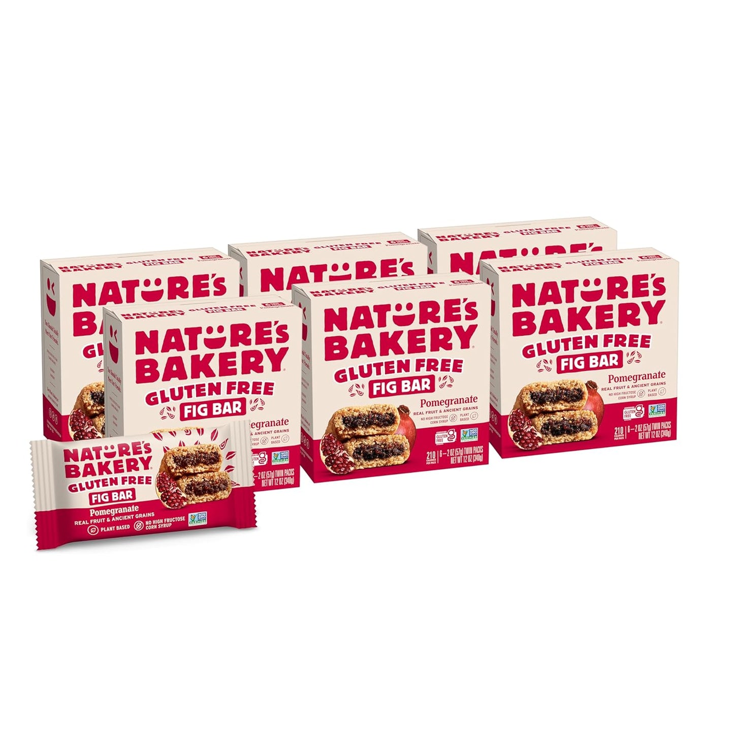 Nature’S Bakery Gluten Free Fig Bars, Raspberry, Real Fruit, Vegan, Non-Gmo, Snack Bar, 6 Boxes with 6 Twin Packs (36 Twin Packs) - Big Mart USA
