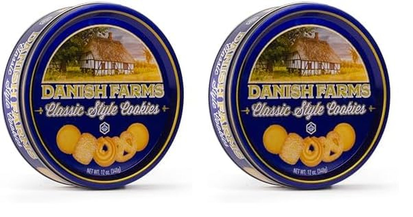 Danish Farms Traditional Butter Cookies, 12-Oz. Blue Cookie Tin, Traditional Danish Recipe Butter Cookies for Dessert or Snack, Gift Cookie Tin, Retail Pack